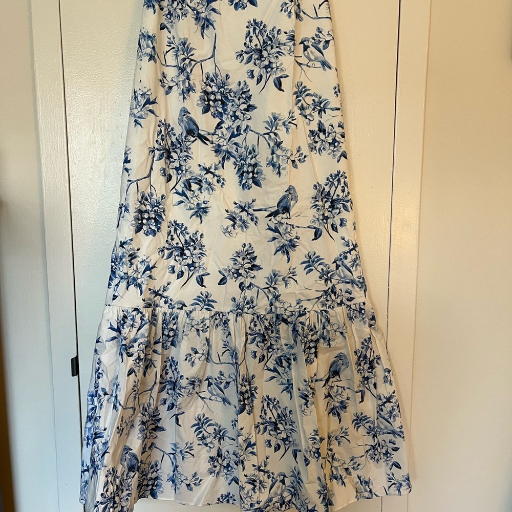 Floral Blue and White Toile Maxi Skirt Antonio Melani 0, Mermaid fit